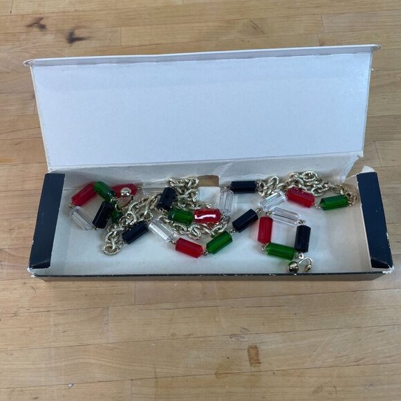 Vintage Sarah Coventry Colorful Beaded Necklace Clip-On Earrings Set Christmas - Picture 7 of 12